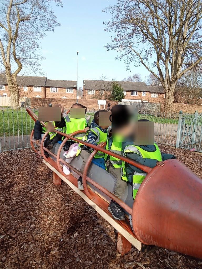 Children exploring the climbing equipment at our local park
